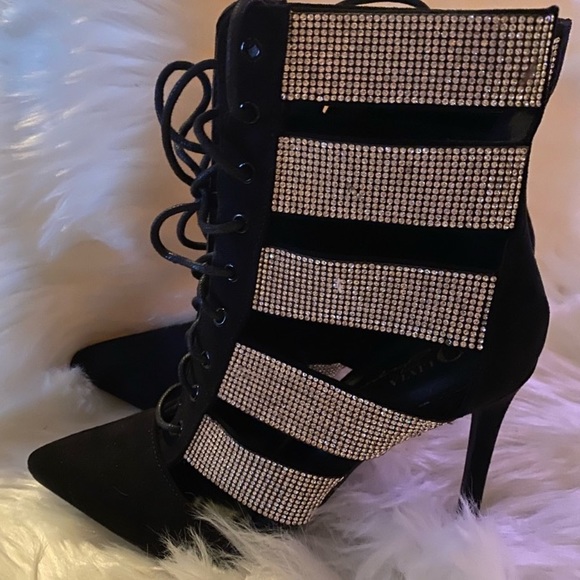 Rhinestone Lace Up Booties - Picture 4 of 12